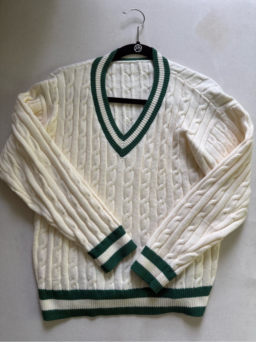 NWOT Cable Knit V-Neck Sweater with Trim